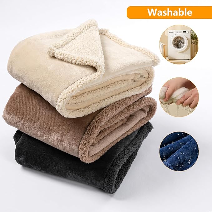Waterproof Navy Pet Blanket for Dogs Reversible Jacquard Pets Puppy Throw Blankets Bed Cover Leakproof Sofa Couch Washable Cover Cat Doggie Blanket for Warm-Navy Blue,L