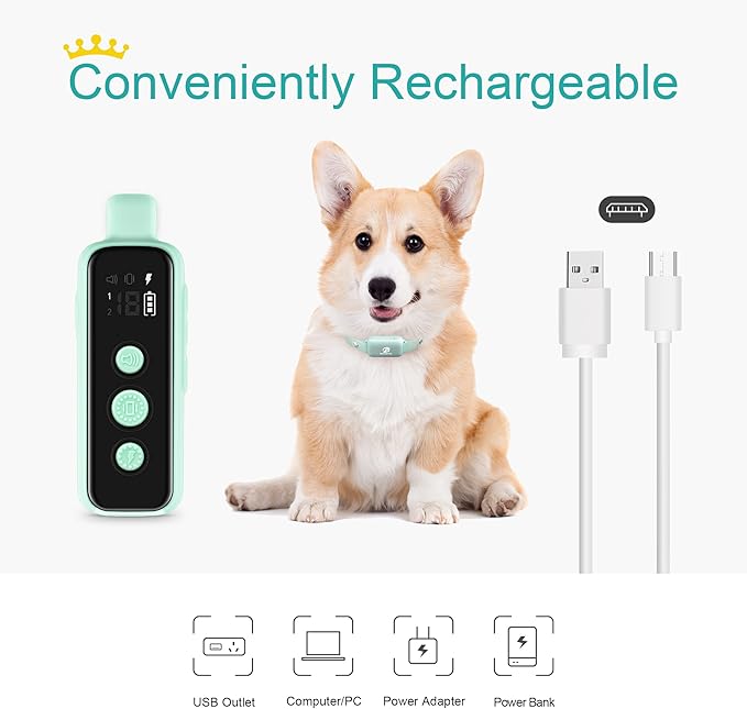 Bousnic Shock Collar for Dogs - Waterproof Rechargeable Dog Electric Training Collar with Remote for Small Medium Large Dogs with Beep, Vibration, Safe Shock Modes (8-120 Lbs) (Green)