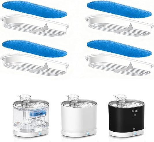 Filter Replacement for FT888 Pet Water Fountains, 8 Filters Included, 4-Stage Filtration – Filters Pet Hair & Impurities, Improves Water Quality, Easy to Install, Protects Cat’s Drinking Health