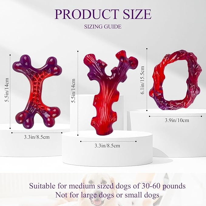 6-Pack Indestructible Dog Toys for Large Breed: Dog Toys for Aggressive Chewers, Nylon Dog Chew Bones for Large Dogs, Dog, Irresistible Beef Flavor