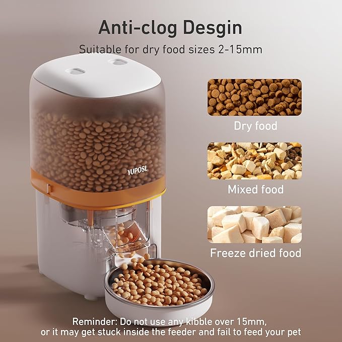 Automatic Cat Feeder - 4L Timed Auto Pet Feeder for Cat and Dog with Dry Food Dispenser, 180-day Battery Life, 1-6 Meals Per Day, 1-16 Portion, Desiccant Bag Keeps Food Fresh
