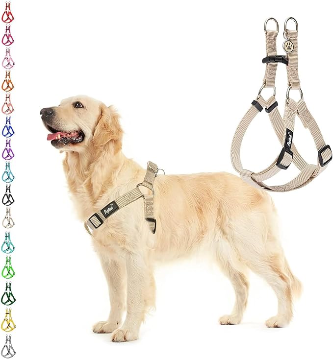 PUPTECK No Pull Dog Harness Soft Adjustable Basic Nylon Step in Puppy Vest Outdoor Walking with ID Tag