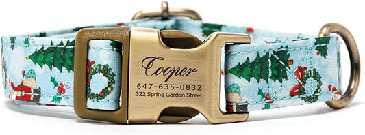 Personalized Dog Collar with Name and Phone Number Engraved,Adjustable Custom Puppy Collar,Organic Cotton Pet Collar for Small Medium Large Boy Girl Dogs