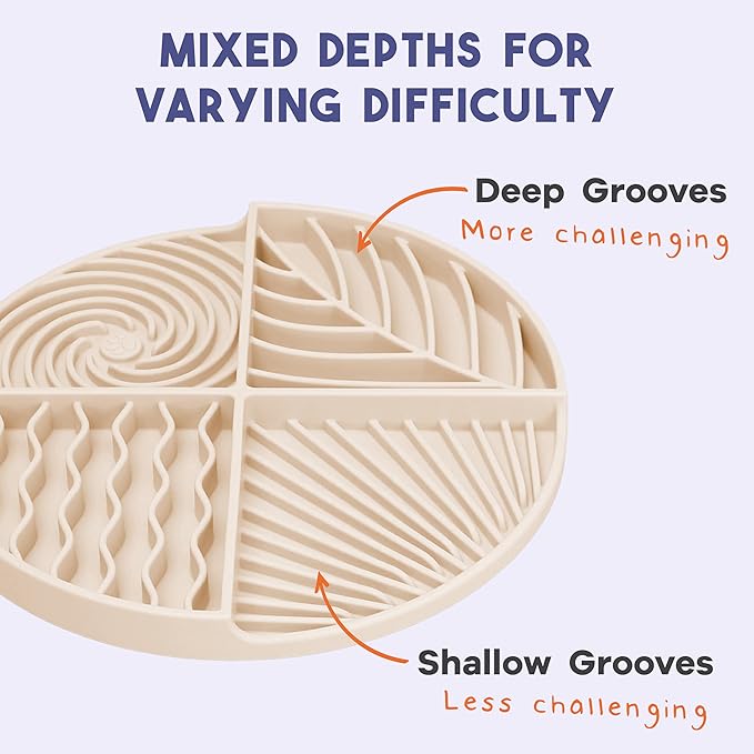 Awoo Paradise Silicone Dog & Cat Lick Mat & Slow Feeder with Suction Cups, Non-Slip, Dishwasher Safe, Extend Mealtime, Reduce Anxiety (Almond)