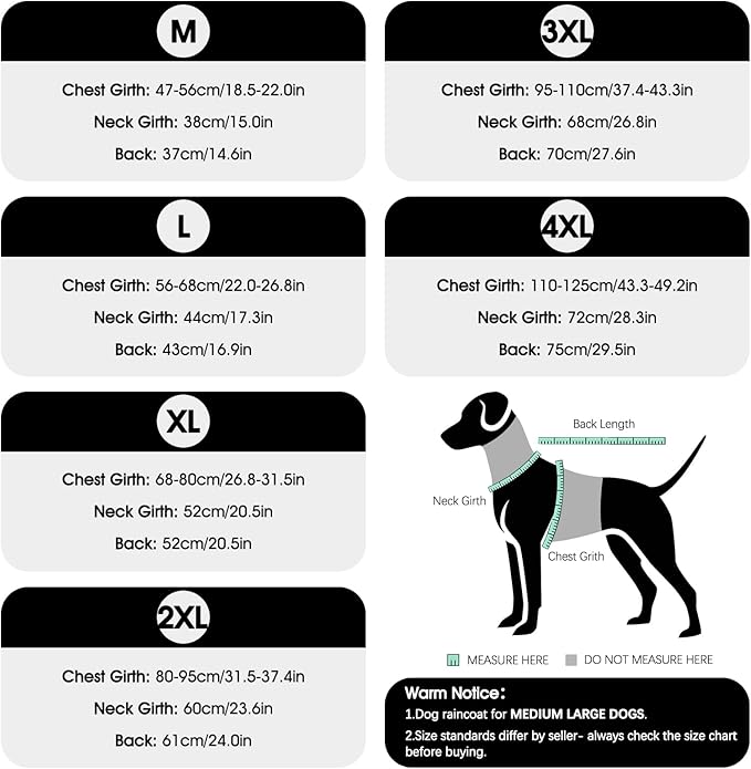 Dog Raincoat For Medium Dogs, Waterproof Adjustable Dog Rain Jacket With Hood, Leash Hole, Lightweight Reflective Poncho for Rain, Snow, Windy Weather & Outdoor Walks, Camping, Hiking - Black M