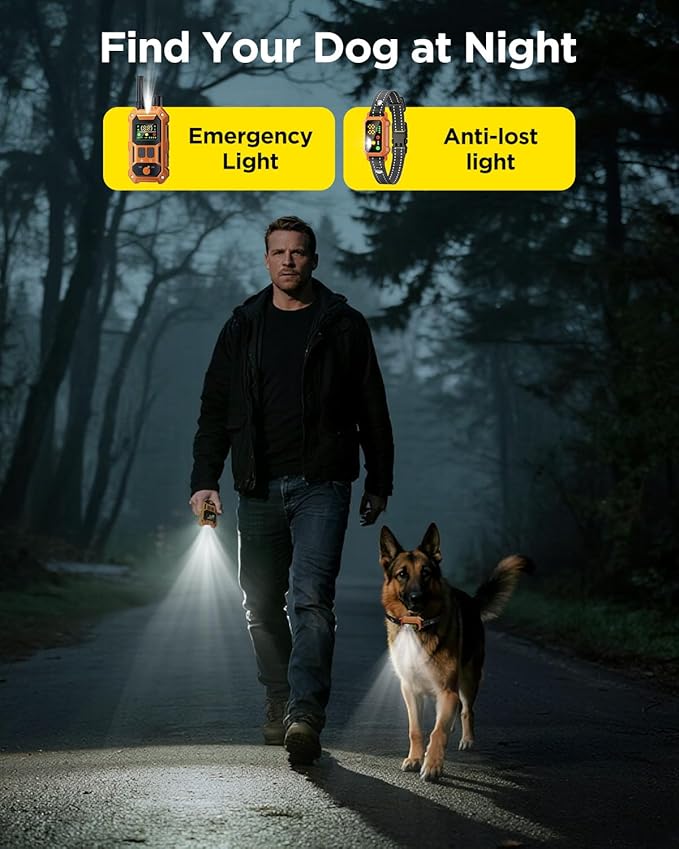 BLACKDOG Dog Training Collar, 4200ft Armor-Proof Dog Shock Collar with Remote, IP67 Waterproof Dog E Collar with 4 Training Modes & Night Vision Dual-Light for All Breeds 5-150lbs (Orange)