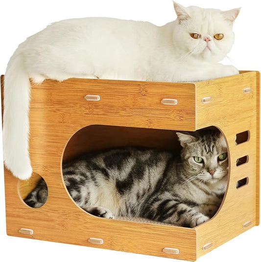 Cat Scratcher House,2 in 1 Cardboard Cat House Durable and Sturdy Cat Scratching Post Cat Scratching Board Cat Scratchers for Indoor Cats, Easy to Assemble,Maximum Load Capacity 66 lbs