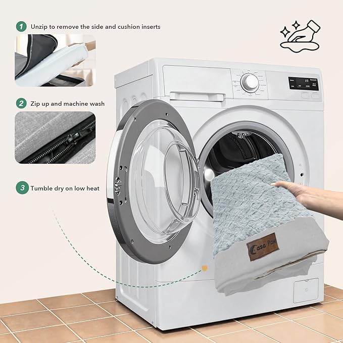 Orthopedic Dog Beds for Large Sized Dogs, Waterproof Memory Foam Large Pet Bed with Sides 36x27Inch, Non-Slip and Egg-Crate Foam Big Dog Couch Bed with Removable Washable Cover, Light Grey