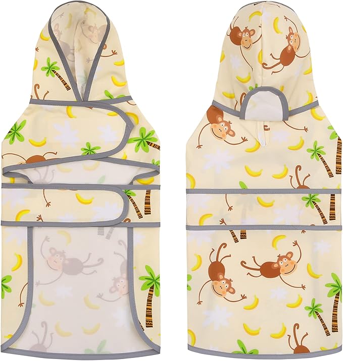 Dog Raincoats for Small Dogs Puppies Waterproof Hooded Rain Jacket with Reflective Strips Leash Hole & Poncho Adjustable Fit (Monkey,XS)