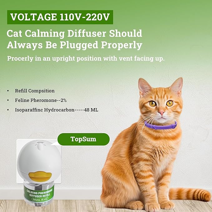 10 Pack (2 Diffusers& 6 Refills +2pcs Calming Collar) Cat Calming Diffuser, Plug in Diffuser Cat Pheromone Calming Diffuser Starter Kit Helps Ruduce Anxious, Anti-Stress & Comforts Cats