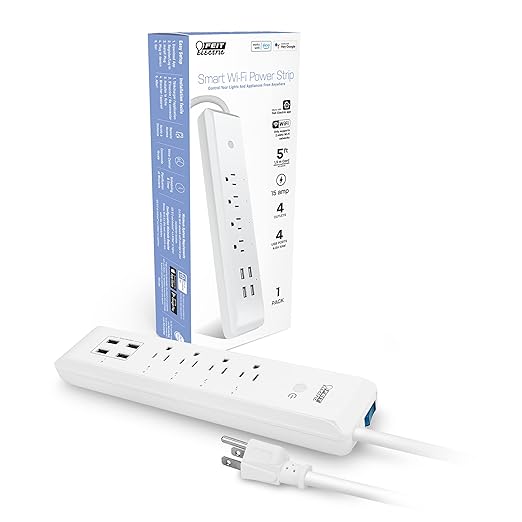 Feit Electric Smart Power Strip, 4 Outlets + 4 USB Ports, Voice Control with Alexa & Google Assistant, App Control & Scheduling from Anywhere, 15 Amp, Indoor 4-Outlet Powerstrip, POWERSTRIP/WiFi