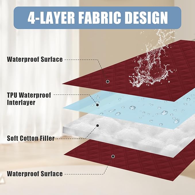 Smiry Waterproof Dog Bed Cover Pet Blanket, Soft Washable Dog Blanket for Furniture Bed Couch Sofa Reversible, Checkered (30"x70", Wine Red/Wine Red)