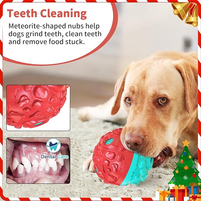 Dog Ball for Aggressive Chewers - Interactive Dog Toy Giggle Balls Fun Squeaky Sound to Keep Them Busy, Durable for Small Medium Large Breeds, Rubber Chew Toys, As Seen on TV, Blue & Red