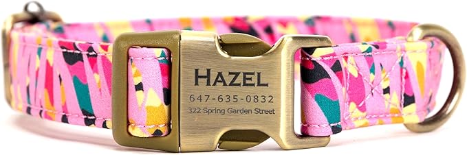Personalized Dog Collar with Name and Phone Number Engraved,Adjustable Custom Puppy Collar,Organic Cotton Pet Collar for Small Medium Large Boy Girl Dogs