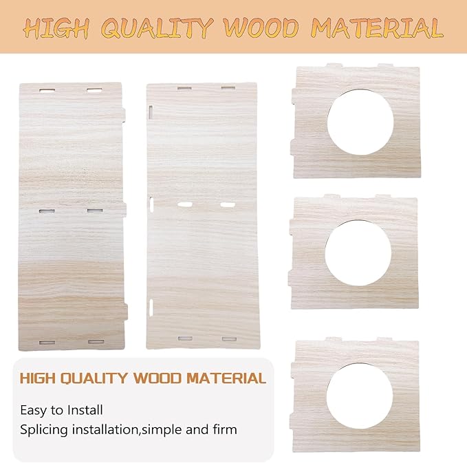 Hamiledyi Wooden Hamsters 2-Chamber Hideout-Tunnel Multi Chamber Exploring Toy Rat Exploring Tunnel Toy for Mice Guinea Pig Hedgehog Squirrel Sugar Glider(XL)