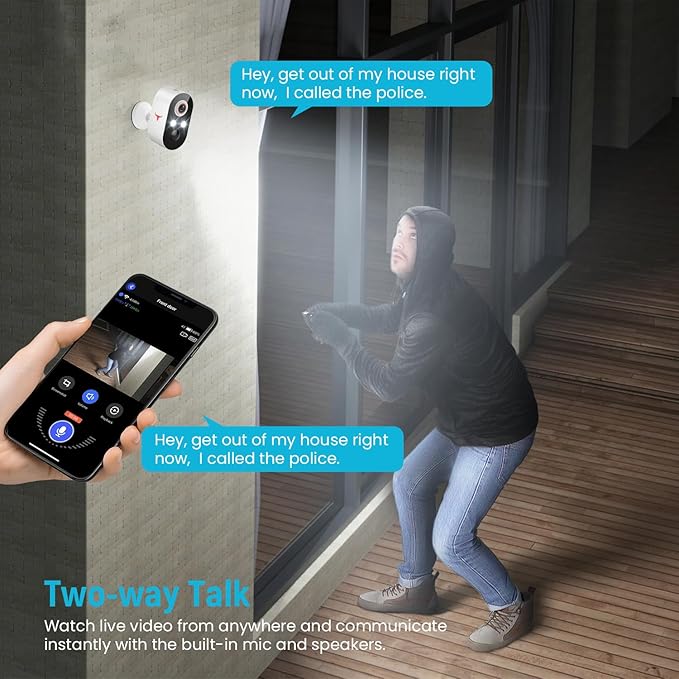 Outdoor Security Camera, Battery Powered Wireless Camera, Cloud Storage Sold Seperately, Color Night Vision, 2-Way Audio, Smart AI Motion Detection, 2.4G only (2 Light, 1 Pack)