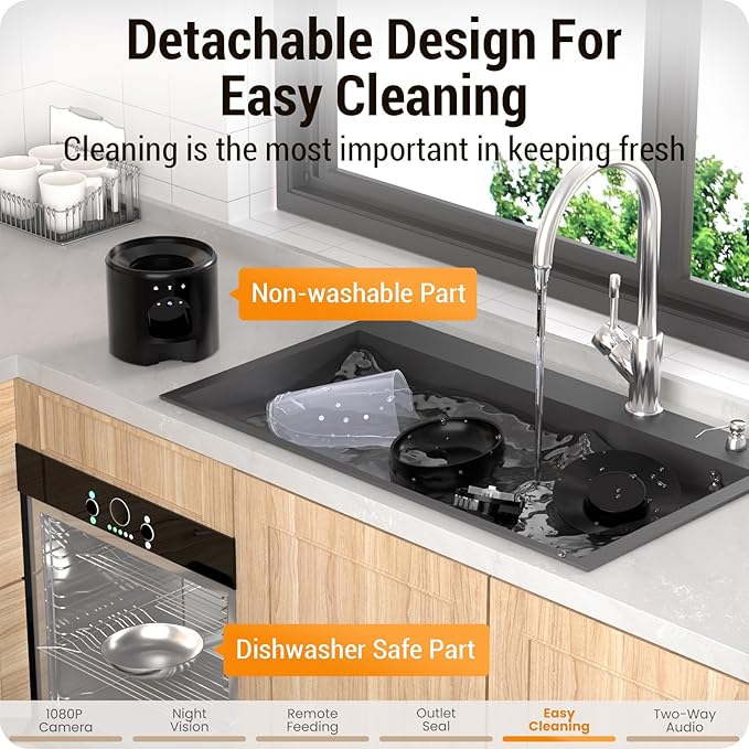 5L Automatic Cat Feeder with 2K HD Camera: 5G WiFi Automatic Dog Feeder with Night Vision,Cat Food Dispenser with Freshness for Multiple Pets,Detachable for Easy Clean-21 Cup (Sealed Outlet)