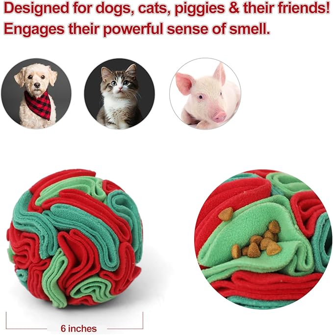 Snuffle Ball for Dogs - Interactive Dogs Toys to Keep Them Busy, Dog Puzzle Toy, Christmas Dog Toys Gifts for Small, Medium, Large Pet, Training Reward Gift