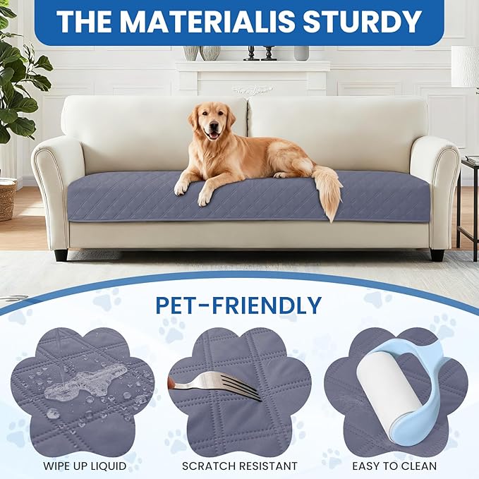 Waterproof Couch Covers for Pets, Waterproof Dog Bed Cover, Anti-Slip Soft Dog Blankets, Couch Cover for Dogs Washable, Pet Blanket for Puppy Large Dogs Cat (82x82 Inch, Grey Blue)