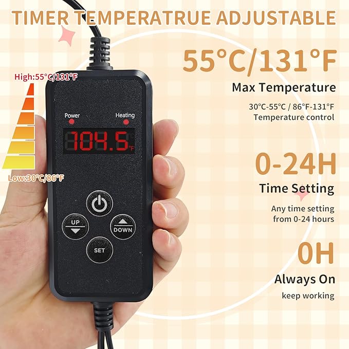 Pet Heating Pad for Cats and Dogs - Electric Warming Mat with Timer & Temperature Setting, Waterproof Cover, Auto Shut-Off - Safe Indoor Bed Warmer 16 * 12inch