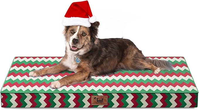 Orthopedic Dog Bed for Large Dogs, Big Waterproof Dog Bed Washable Pet Bed for Large Sized Dogs with Egg Crate Foam Pet Bed Mat, Removable Oxford Cooling Cover, Stripe