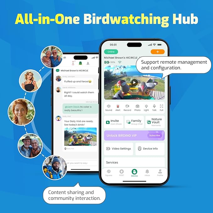 HIXX Smart Bird Feeder with Camera, AI Identify Birds & Auto Capture, 2K HD Live Camera Birdwatching with Color Night Vision for Bird Lovers Gifts (Purple)