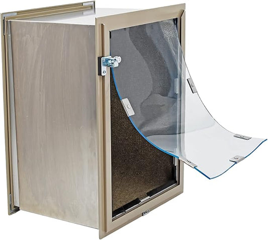 Wall Model | Cat & Dog Doors | Adjustable Tunnel Fits Up to 10" Wide Walls | Energy Efficient Double Vinyl Flaps | Locking Security Cover | Skilled Install Required | Steel Corners | Hale Pet Door