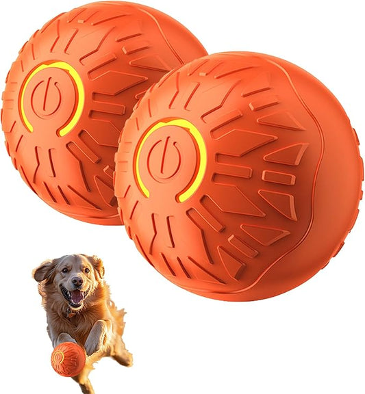 Interactive Cat Dog Toys, 2026 Smart Automatic Moving Ball Toys for Indoor Dogs Cats, Self-Rolling Interactive Cat Dog Toy Ball for Small/Medium Dogs (2PCS Orange)