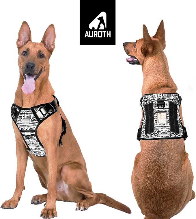 AUROTH Tactical Dog Harness for Large Dogs No Pull Adjustable Pet Harness Reflective K13 Working Training Easy Control Pet Vest Military Service Dog Harnesses