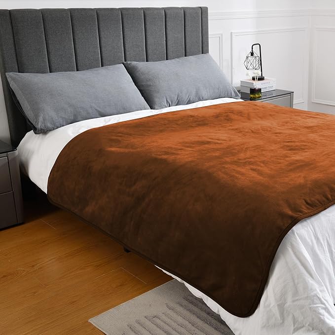 Waterproof Blanket for Bed Couch Sofa, Soft Liquid Pee Proof Pet Blanket for Dog Puppy Cat, Reversible Sherpa Fleece Furniture Protector (Caramel, 60x80 inches)