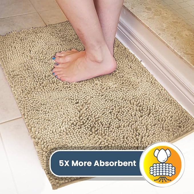 Muddy Mat® | Super Absorbent Door Mat Indoor, Microfiber Quick Dry Chenille Entryway Rug, Non-Slip Front Door Mat, Indoor Mats for Entryway, Machine Washable Pet Rug, Beige XXXL 72"X48"