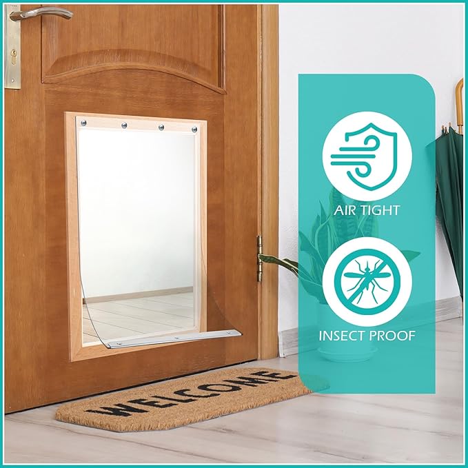 Ripeng 1 Pcs Dog Door Replacement Flaps 9.85 x 17.9 Inch Compatible with Dog Door Model Dsrwxl, Fit Dogs up to 65 Lbs, Clear Flexible Weatherproof Pet Supplies Home Flap, Easy to Install