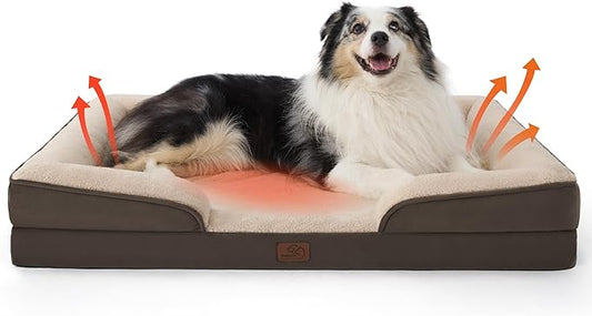 Bedsure XL Self Warming Orthopedic Dog Bed for Extra Large Dogs - Washable XLarge Dog Bed Waterproof, Comfort Pet Couch with Removable Cover, Pets Sofa with Nonskid Bottom, Brown, Non-Electric