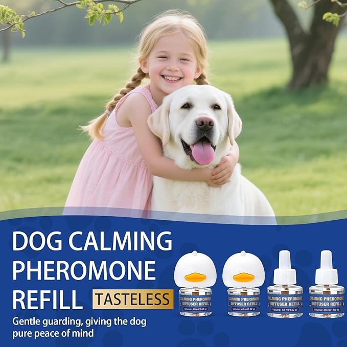 Dog Pheromone Calming Diffuser: Relaxing Pheromone Diffuser for Dogs Relief Stress Anxiety Fighting Scratching Barking, Dog Calming Pheromone Diffuser Kit with 2 Plug in Diffuser+4 Refill 48ml (6in1)
