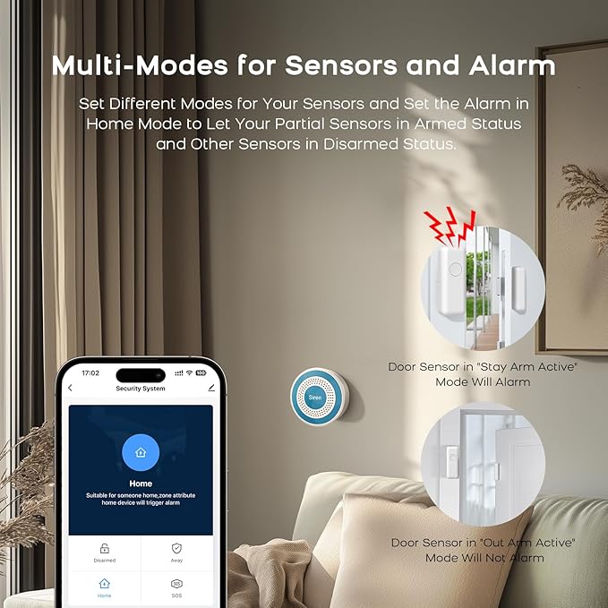 LWOHSI Home Security Alarm,Smart Home Alarm System with Door/Window Sensors and Motion Detectors,Wireless Burglar Alarm Kits with APP Real-Time Alerts,Compatible with Alexa & Google,No Monthly Fee