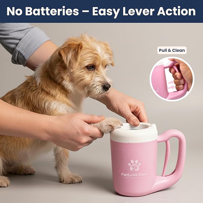Dog Paw Washer Kit - Includes Paw Cleaner Cup, Towel, Pet Bath Brush & Moisturizing Balm - Dog Foot Washer for Muddy Paws, ideal for Small & Medium Dogs (Pink, Small)