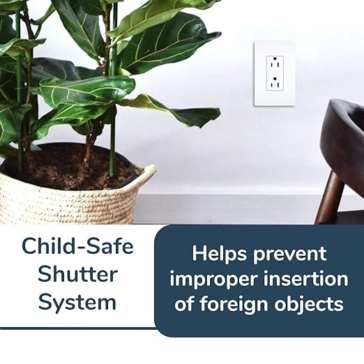 Legrand - Pass & Seymour Power Outlet, 15 Amp Tamper Resistant Outlet to Use as Wall Outlet and Duplex Decorator Outlet, White Electrical Outlet, 885WCC21, 1 Count (Pack of 2)