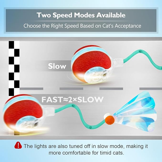 YVE LIFE Interactive Cat Toys Ball for Indoor Cats,[2025 Newly Upgraded] Agile Moving Cat Ball with Elastic Mesh Tail,Automatic Kitten Toys for Bored Indoor Adult Cats,Motion Activated (Burgundy)