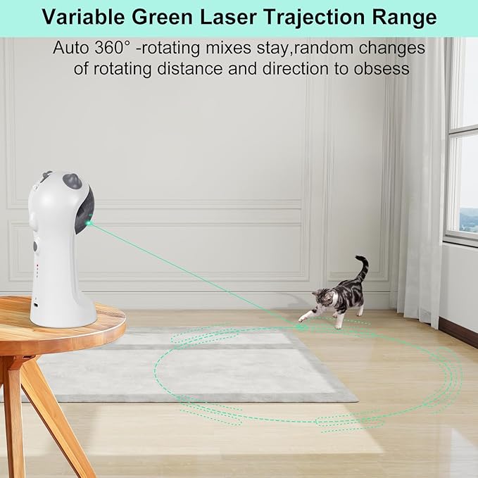 TBTeek Cat Toy Motion-Activated, Green Light, Rechargeable, Automatic Cat Toy with Rotating Red Light, 4 Speed Modes for Indoor Cats, Kittens & Dogs