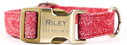 Personalized Dog Collar with Name and Phone Number Engraved,Adjustable Custom Puppy Collar,Organic Cotton Pet Collar for Small Medium Large Boy Girl Dogs