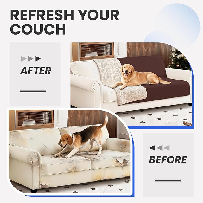 Waterproof Couch Covers for Pets, Waterproof Dog Bed Cover, Anti-Slip Soft Dog Blankets, Couch Cover for Dogs Washable, Pet Blanket for Puppy Large Dogs Cat (82x102 Inch, Coffee)