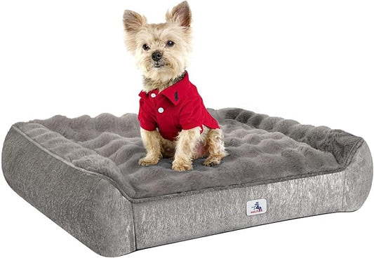 Orthopedic Dogs Bed Medium Size Dog, Comfort Pet Couch with Sides, Non-Slip Bottom, Supportive Foam Medium Dog Beds with Washable Removable Cover, Grey, 35"