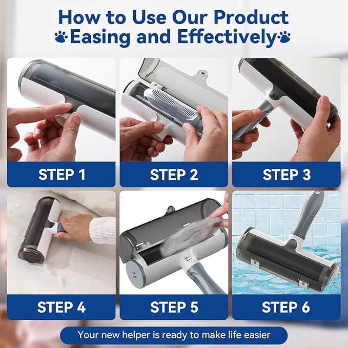 Belife Pet Hair Remover Roller Reusable Lint Roller for Dog and Cat Hair, Multi-Surface Pet Hair Removal Tool for Couch, Furniture, Carpet, Clothes, Bedding (Gray)