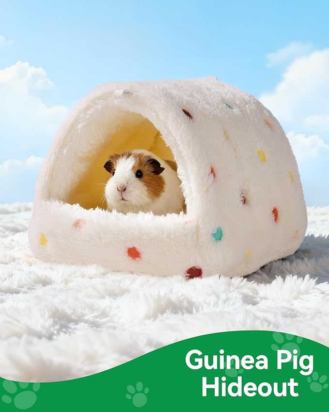 Parrot Winter Nest Guinea Pig Hideout Large Space Plush Pet Nest Hut, Winter Fluffy Warm Cave Bed for Parrot, Hamsters, Guinea Pigs & Small Animals, Machine Washable Cozy