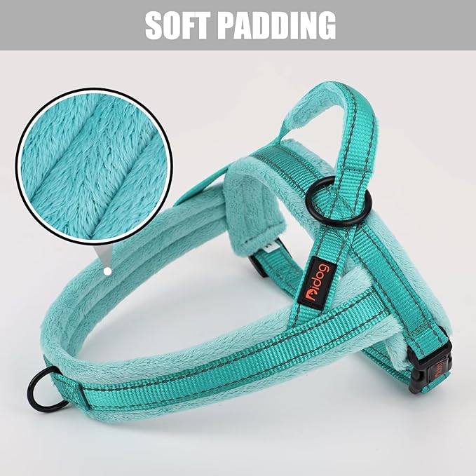 Didog Soft Flannel Padded Dog Vest Harness, No Pull/Quick Fit Reflective Dog Strap Harness, Easy for Training Walking (M:Chest 21-26", Green)