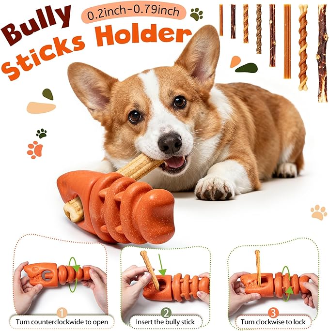 Bully Stick Holder for Dogs,Interactive Dog Toy to Keep Them Busy,Indestructible Dog Chew Toys,Dog Toys for Teeth Cleaning,Interactive Toys Puzzle for Indoor Outdoor Play