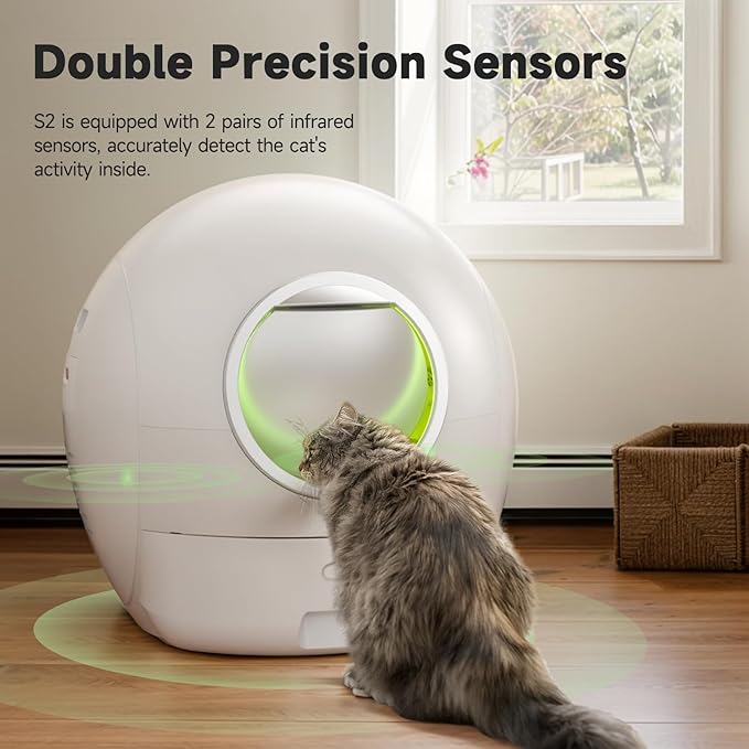 ELS PET S2 Automatic Cat Litter Box Self Cleaning for Multi Cats, APP Control Smart Litter, Pearl White