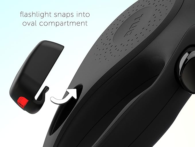 TUG Oval 360° Tangle-Free Retractable Dog Leash | Flashlight Included | Integrated Waste Bag Dispenser Pocket (Large, Black)