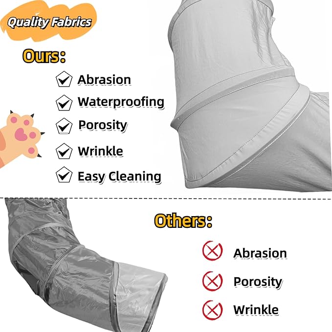 XxingSheep 2-Tier Cat Tunnel & Hammock Bed XXL, 4 Cave Shuttle with Elevated for Multiple Cats Toy Light Grey