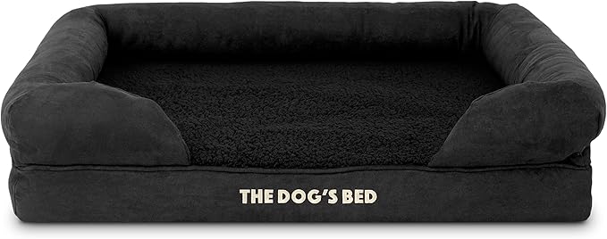 The Dog’s Bed, Medium Black Faux PL, Memory Foam, Pain Relief: Arthritis, Hip & Elbow Dysplasia, Post Surgery, Lameness, Supportive, Calming, Washable Cover, Veterinary Approved